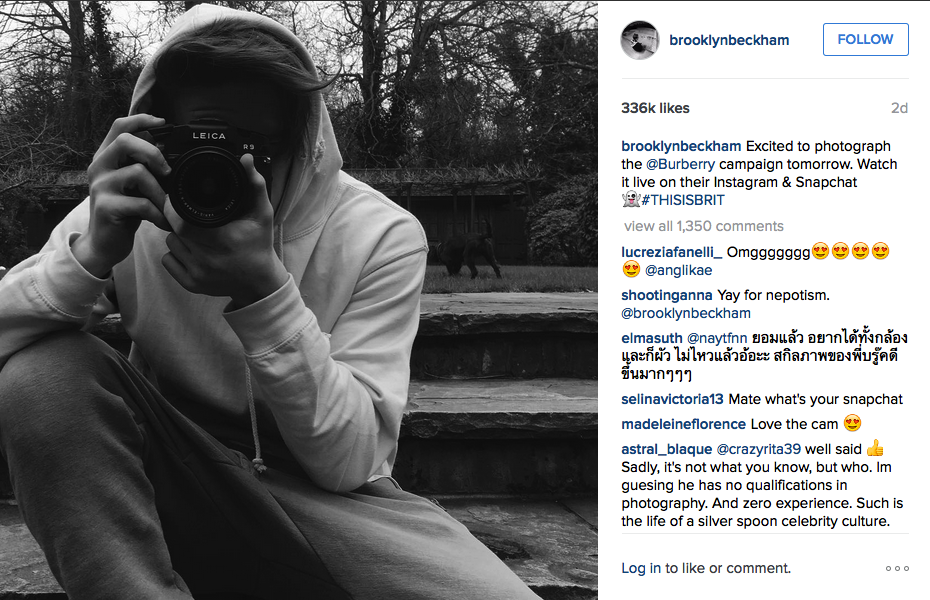 Via Brooklyn Beckham's Instagram account 
